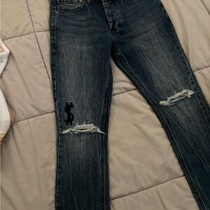 Ksubi Dark Blue Distressed Skinny Jeans size 30